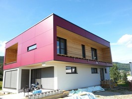 Holzriegelbau mit Fassadenschalung