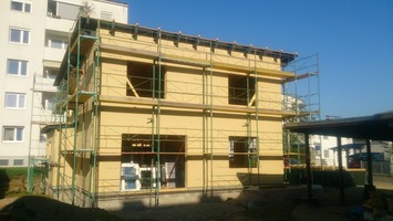 Fassade mit Weichfaserplatten